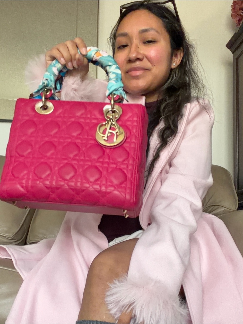 DIOR SMALL- Quilted Top-Handle Bag with Gold Hardware
